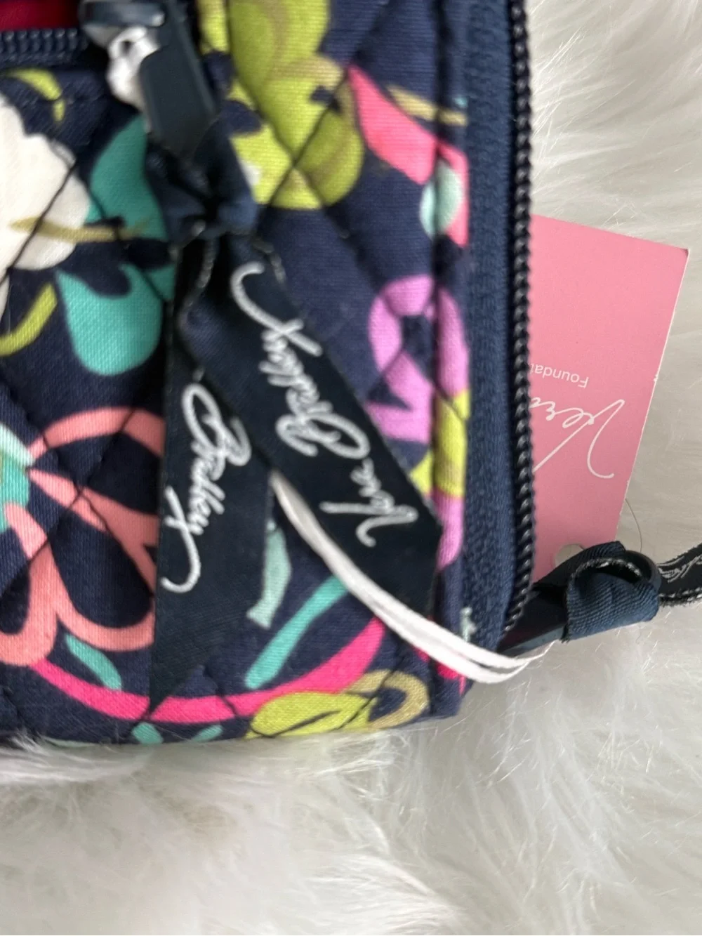 Vera Bradley Navy Floral Quilted Zip Around Wallet - Picture 7 of 8
